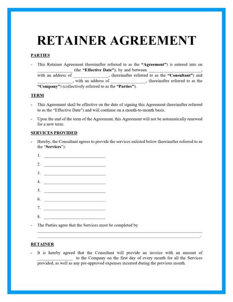 Retainer Agreement Template Word